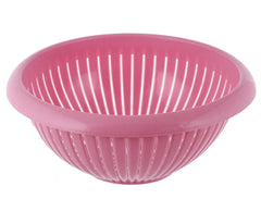 Heart Home Multifunctional Plastic Drain Strainer, Colander, Washing Basket for Home Kitchen Supplies (Pink)-50HH01857