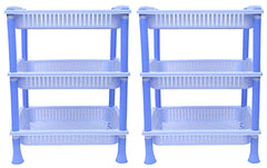 Kuber industries Plastic 2 Pieces 3 Layer Multi-Purpose Kitchen Storage Basket Rack (Blue)-CTKTC25248