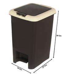 Heart Home 6.5 Ltr Plastic Push & Pedale Dustbin For Home, Kitchen, Office And Bathroom Garbage With Lid (Black & Cream)