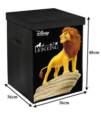 Heart Home Loin King Print Non-Woven Laundry Basket, Clothes Hamper For Laundry Closet, Bedroom, Bathroom With Lid & Handles (Black) 54HH4077.