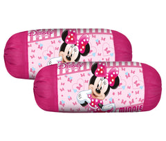 Heart Home Disney Minnie Bolster Cover|Polyester Bolster Cover Set|Diwan Round Bolster Pillow Covers|Luxurious Roll Masand Cover|Pack of 2 (Pink)