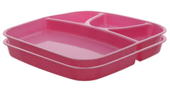 Kuber Industries 2 Pieces Microwave Safe Plastic Food Plate with Partitions (Pink) - CTKTC037545