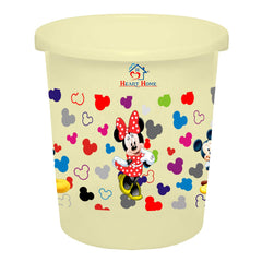Heart Home Disney Team Mickey Print Plastic Dustbin/ Garbage Bin/ Waste Bin, 5 Liters (Cream) -HS_35_HEARTHS17322
