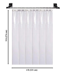 Kuber Industries 0.50mm 6 strips Stain Resistant, Waterproof PVC Shower/AC Curtain, 9 Feet (Tranasparent)