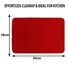 Kuber Industries Dish Dry Mat | Microfiber Drying Mat | Kitchen Drying Mat | Reversible Mat | Kitchen Absorbent Mat | Dish Dry Mat for Kitchen | 38x50 | Pack of 3 | Red
