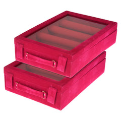 Kuber Industries 4 Rod Bangle Box|Wooden Jewelry Box|Wedding Vanity Box|Velvet Coated Wedding Bracelet Organizer for Women & Girls|Pack of 2 (Pink)