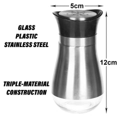 Heart Home Salt Shaker Box | Stainless Steel Pepper Shaker Box | Chilli Flakes Seasoning Sprinkler Box | Namak Daani | Dining Table Masala Box Dabbi | Pack of 3 | Multi