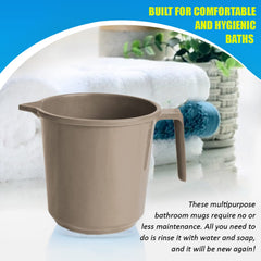 Kuber Industries Plastic Lightweight, Unbreakable Bathroom Mug 1.5 Litre (Light Brown, Pack of 2)