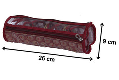 Heart Home Carry Design Laminated Bangle Storage Pouch (Maroon)