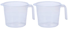 Kuber Industries Virgin Plastic Bathroom Mug|Transparent Look & Unbreakable Material| Size 15 x 15 x 17 CM, Pack of 2 with Measurement 1800 ml (White)-CTKTC044935