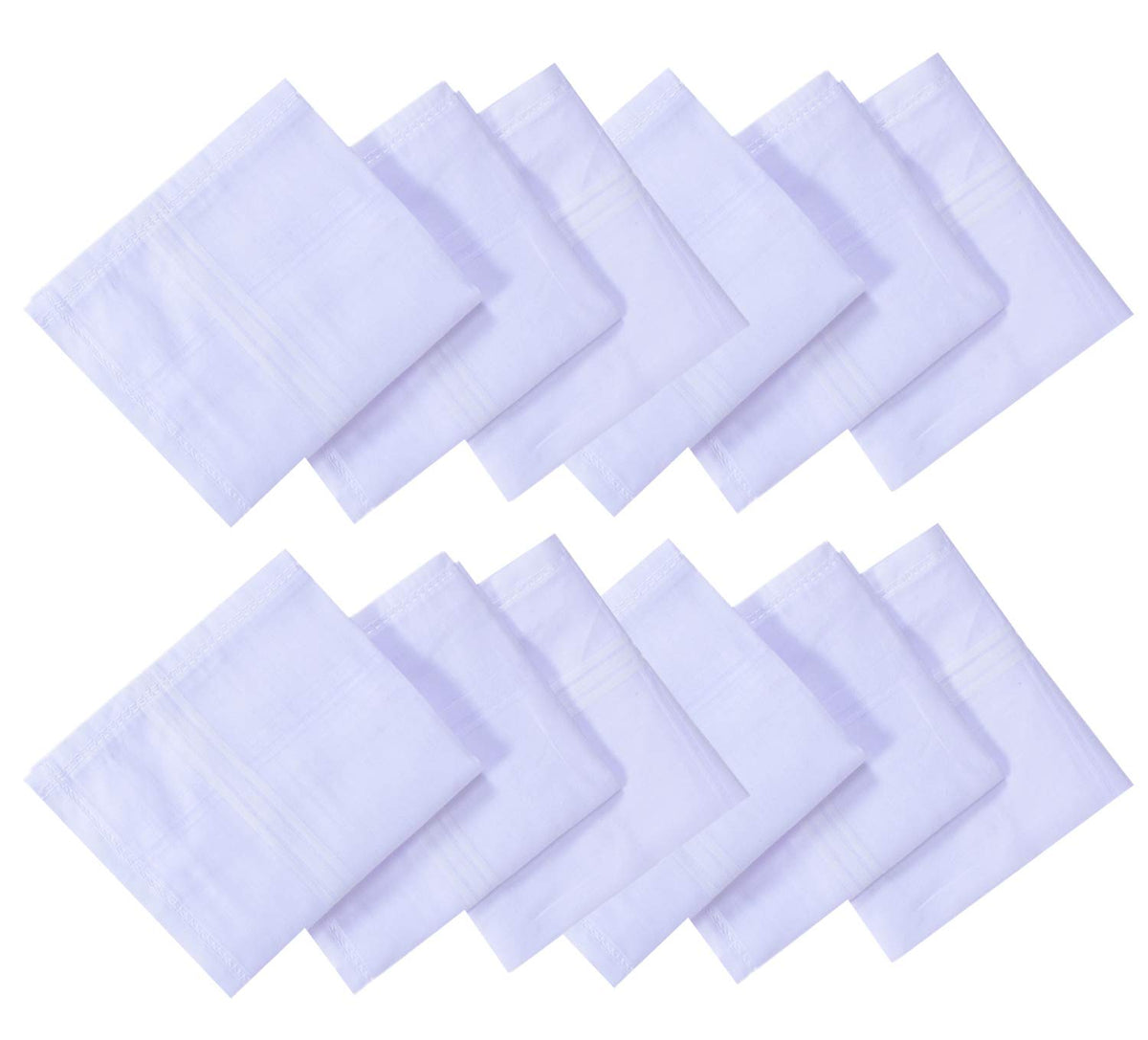 Kuber Industries Cotton 12 Piece Premium Collection Men's Handkerchief Set (White)