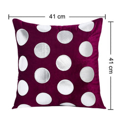 Heart Home Cushion Cover|Sofa Cushion Covers|Circle Print Sitting Cushion Cover|Velvet Cushion Filler|16x16 Inch|Set of 5 (Purple)