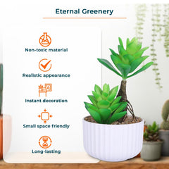 Kuber Industries Artificial Plants for Home Décor|Natural Looking Indoor Fake Plants with Pot|Artificial Flowers for Decoration (Green)