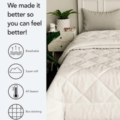 Kuber Industries Comforter for Single Bed|Microfiber Winter Dohar for Single Bed|220 GSM Reversible Comforter|AC Quilt (White)