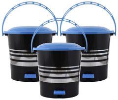 Kuber Industries 3 Pieces Plastic Dustbin Garbage Bin with Handle, 5 Litres (Blue) -CTKTC43057,Standard