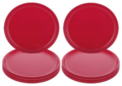 Kuber Industries 12 Pieces Unbreakable Round Plastic Microwave Safe Dinner Plates (Pink) - CTKTC034594