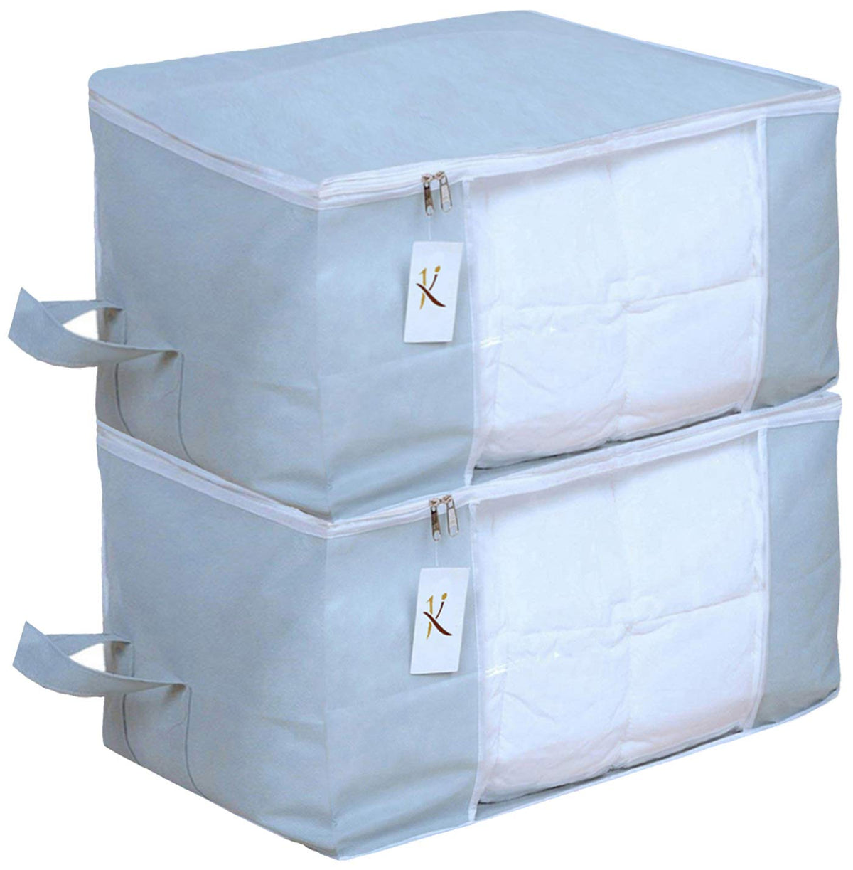 Kuber Industries Non Woven Underbed Storage Organiser Set of 2 (Grey)