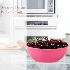 Kuber Industries Bowls|Plastic Dishwasher Safe Bowl|Serving Bowls|Bowls for Kitchen|Microwave Safe Bowls for Salad|Soup|Pasta|2000 ML|Pack of 6 (Pink)