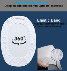 Kuber Industries 6.5 X 6 FT. Double Bed Mattress Cover/Protector I 100% Terry Cotton I Waterproof, Breathable I Hypoallergenic King Size Bed Cover I Ultra Soft, Elastic Strap,  Anti-Slip Fitted Design I 78" X 72" (White)