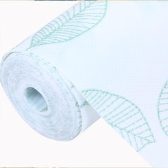 Heart Home Shelf Liner | EVA Kitchen Cabinet Shelf Mat | Anti-Slip Bathroom Mat | Fridge Mat | Table Mat | Green Leaf Print Wardrobe Mat | 1.5 Meter | White