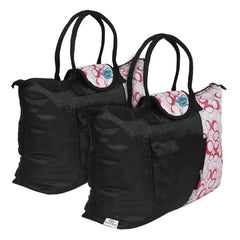 Heart Home Parachute Circle Print Shoulder Bag/Shopping Bag for Home & Travling with Handle Pack of 2 (Black) 54HH4191.