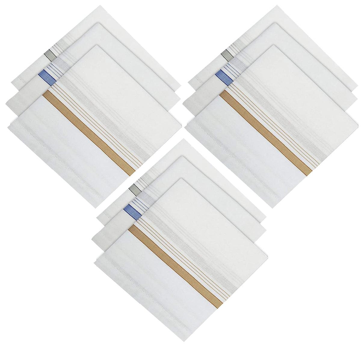 Kuber Industries Lining Design Men's Handkerchiefs, 100% Pure Cotton, Pocket Square Hankies, Classic Plaid Pattern Perfect for Gift, Set of 9 (White) (Model Number: HS_37_KUBMART020441)