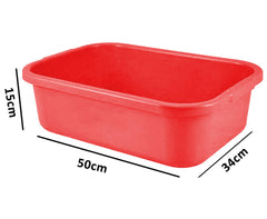 Kuber Industries 2 Pieces Unbreakable Plastic Big Size Multipurpose Desk Organizer,kitchenTray,Storage Basket/Big Tray (Red)-KUBERMART1583