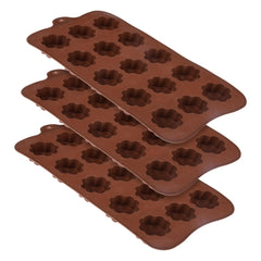 Heart Home Chocolate Mould | Silicone Cookies Mould Cake | Chocolate Cookies Tray | Flower Chocolate Mould Tray | Non-Stick Cookies Moulds | Candy Mold Tray | Pack of 3 | Brown