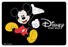 Kuber Industries Disney Mickey Mouse Printed PVC Stain Resistant, Anti-Skid, Waterproof 6 Pcs Placemats with 6 Pcs Tea Coasters Set for Dining Kitchen Restaurant Table, Set of 12 (Black)