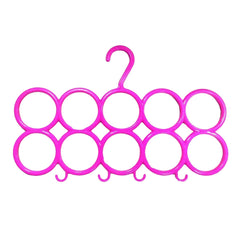 Kuber Industries 10-Circle Plastic Ring Hanger for Scarf, Shawl, Tie, Belt, Closet Accessory Wardrobe Organizer (Multicolour) - CTKTC030741