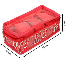 Kuber Industries D Print Styleys Wrist Watch Organizer Case Kit -3 Roll Watch Box-Pack of 2 (Red)