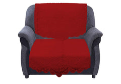 Kuber Industries Circle Design Cotton 7 Piece 5 Seater Sofa Cover with Center Table Cover(Maroon) - CTKTC22275