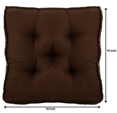 Heart Home Microfiber Square Chair Pad/Cushion for Office, Home or Car Sitting-Pack of 3, 18 * 18 Inch (Brown), Standard (HS_37_HEARTH020893)