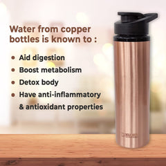 Kuber Industries Copper Sipper Bottle | Plain (750 ml) Set of 1