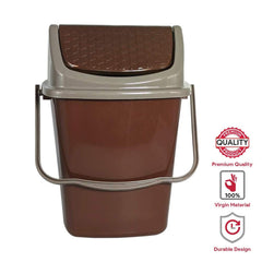 Kuber Industries Delight Plastic Swing Garbage Waste Dustbin for Home, Office with Handle, 5 Liters (Brown)