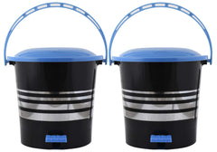 Kuber Industries 2 Pieces Plastic Dustbin Garbage Bin with Handle,5 Liters (Blue) -CTKTC37977