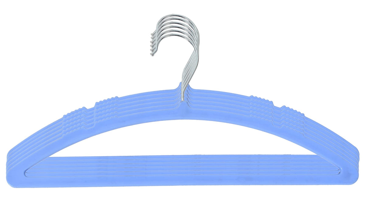 Kuber Industries 6 Pieces Non-Slip, Space Saving Plastic Closet Baby Hanger for Laundry & Everyday Use (Blue)-HS43KUBMART25703