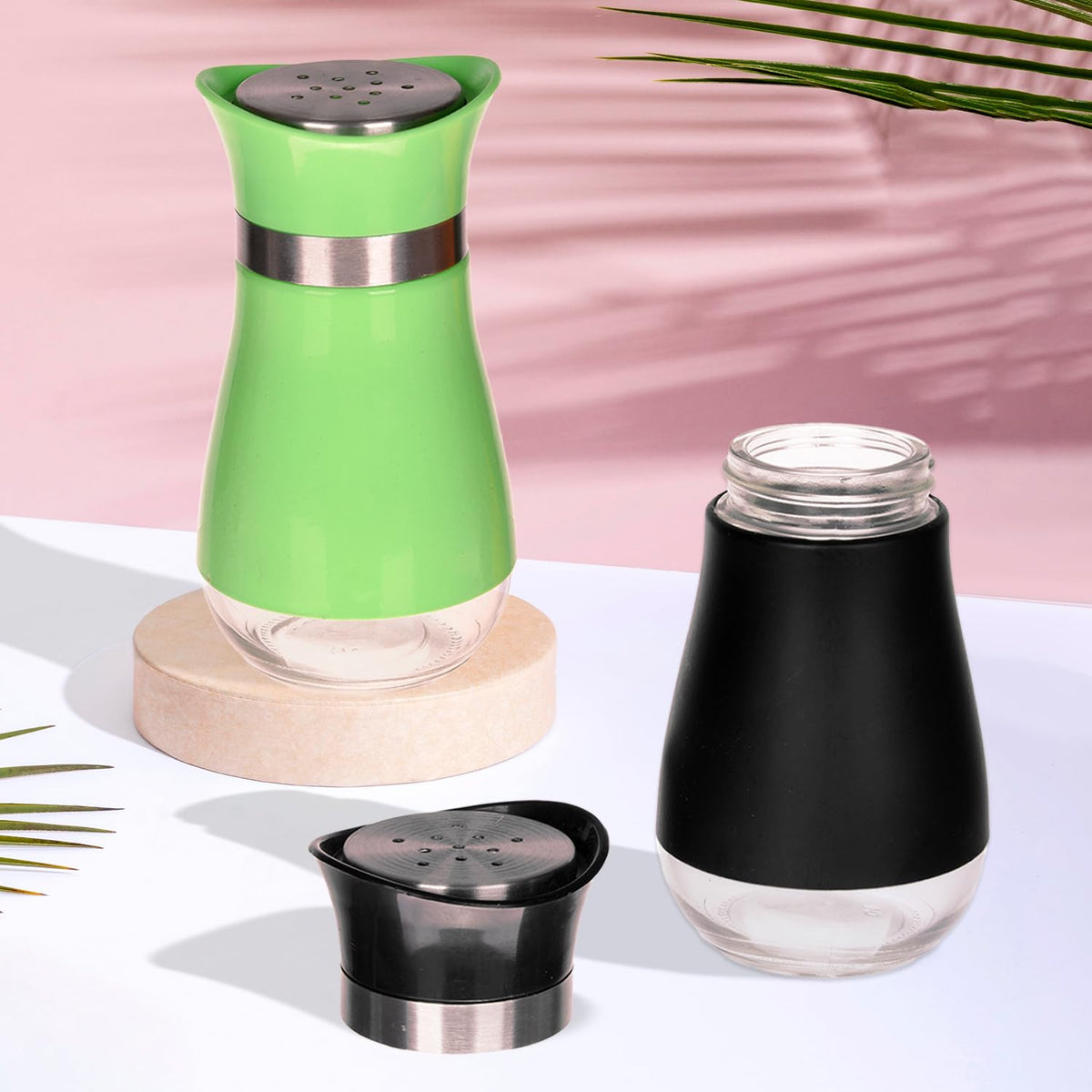 Heart Home Salt Shaker Box | Stainless Steel Pepper Shaker Box | Chilli Flakes Seasoning Sprinkler Box | Namak Daani | Dining Table Masala Box Dabbi | Pack of 2 | Multi