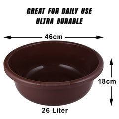 Kuber Industries Bath Tub|Versatile Plastic Utility Gaint Tub|Durable Deep Tub for Baby Bathing|Washing Clothes|Feeding Pan|26 Liter (Brown)