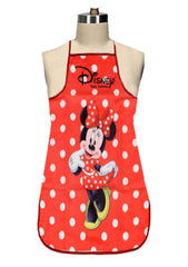 Kuber Industries Disney Minnie Print Silk Kitchen Apron (Red)-KUBMART10110