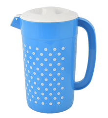 Kuber Industries Dot Printed Unbreakable Multipurpose Plastic Water Jug/Pitcher with Lid, 2.4 LTR. (Blue)-HS42KUBMART25221