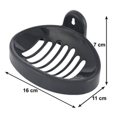 Kuber Industries Soap Holder|Sink Soap Holder|Plastic Wall Mounted Soap Holder|Oval Shape Self Draining Soap Dish for Bathroom|Pack of 3 (Grey)
