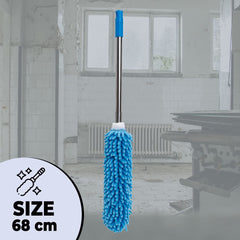Kuber Industries Cleaning Duster for Ceiling Fan | Fan Cleaner Brush with Long Rod | Washable & Reusable | Dusting Brush for Home Cleaning | Microfiber Duster for Home Cleaning | 64cm Long (Blue)