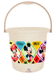 Heart Home Disney Minnie Mickey Print Unbreakable Virgin Plastic Strong Bathroom Bucket,18 LTR-Pack of 2 (Cream)