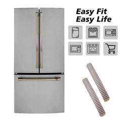 Kuber Industries Fridge Handle Cover | Refrigerator Handle Cover | Fridge Door Handle Protector | Fridge Door Handle Cover | Barik Check Fridge Handle Cover | 2 Piece Set | Brown