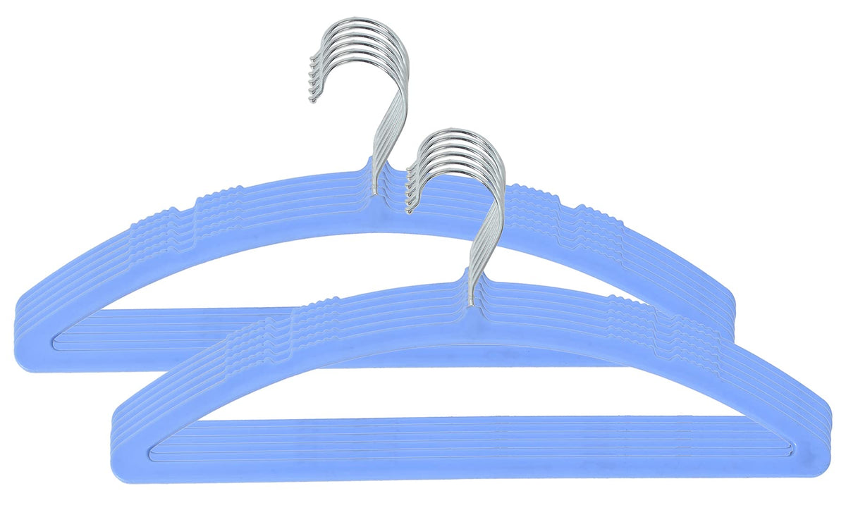 Kuber Industries 12 Pieces Non-Slip, Space Saving Plastic Closet Baby Hanger for Laundry & Everyday Use (Blue)-HS43KUBMART25705