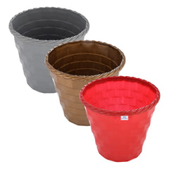 Heart Home Brick Flower Pot|Durable Plastic Flower Pots|Planters for Home Décor|Garden|Living Room|Balcony|8 Inch|Pack of 3 (Multicolor)