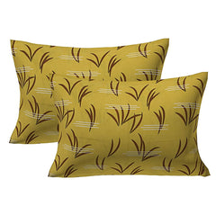 Kuber Industries Fitted Double Bedsheet|Elastic 130 GSM Polycotton King Printed Double Bedsheet with 2 Pillow Covers, 90x37 Inch (Yellow)