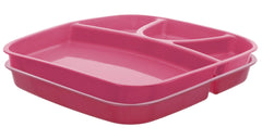 Kuber Industries 2 Pieces Microwave Safe Plastic Food Plate with Partitions (Pink) - CTKTC37546,Standard