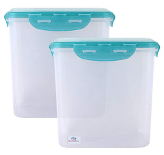 Heart Home klick N Seal 102 Airtight Plastic Square Fridge Food Storage Container (600ml)-Pack of 2 (Green)-KUBMART15677 (HHEART015677)